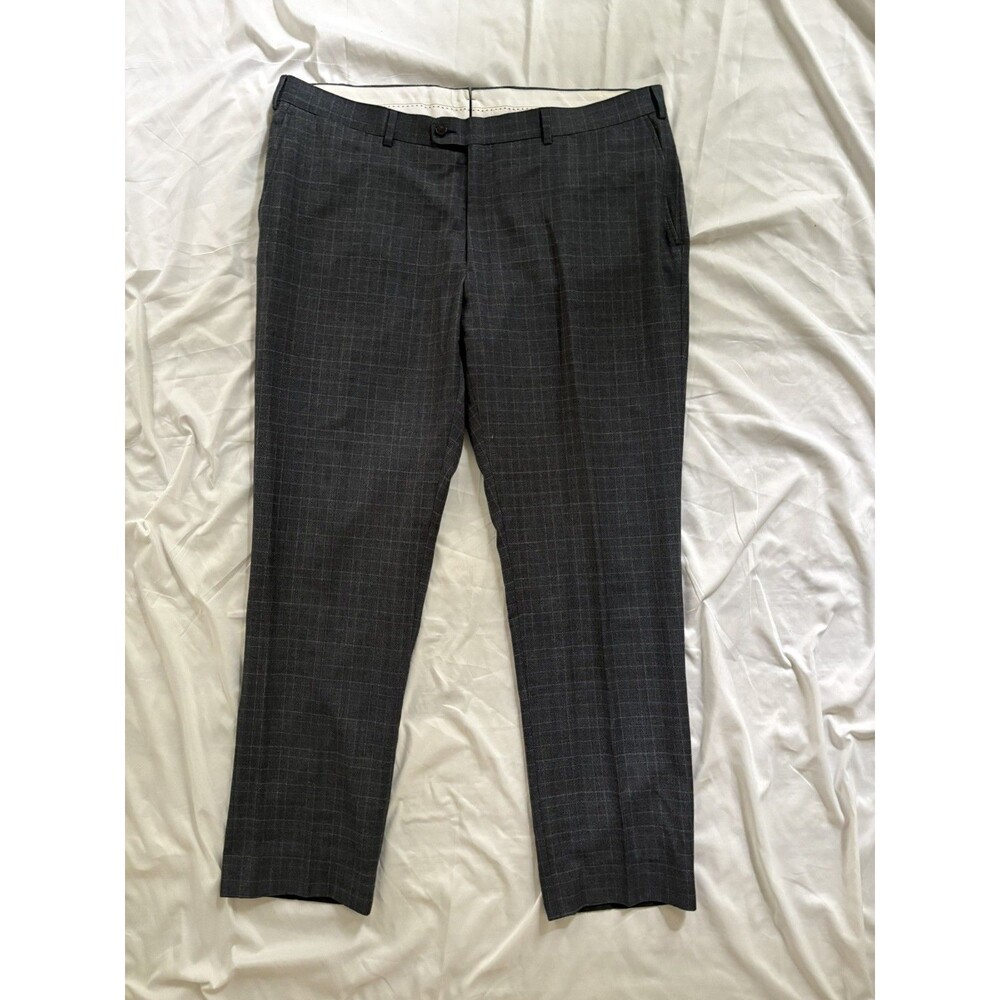 Unbranded Men's 100% Wool Slacks Dress Pants Gray Plaid • 40x30
